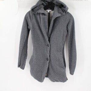 Standard James Perse Jacket Women 0 Heavyweight fleece Cotton Hooded gray pocket
